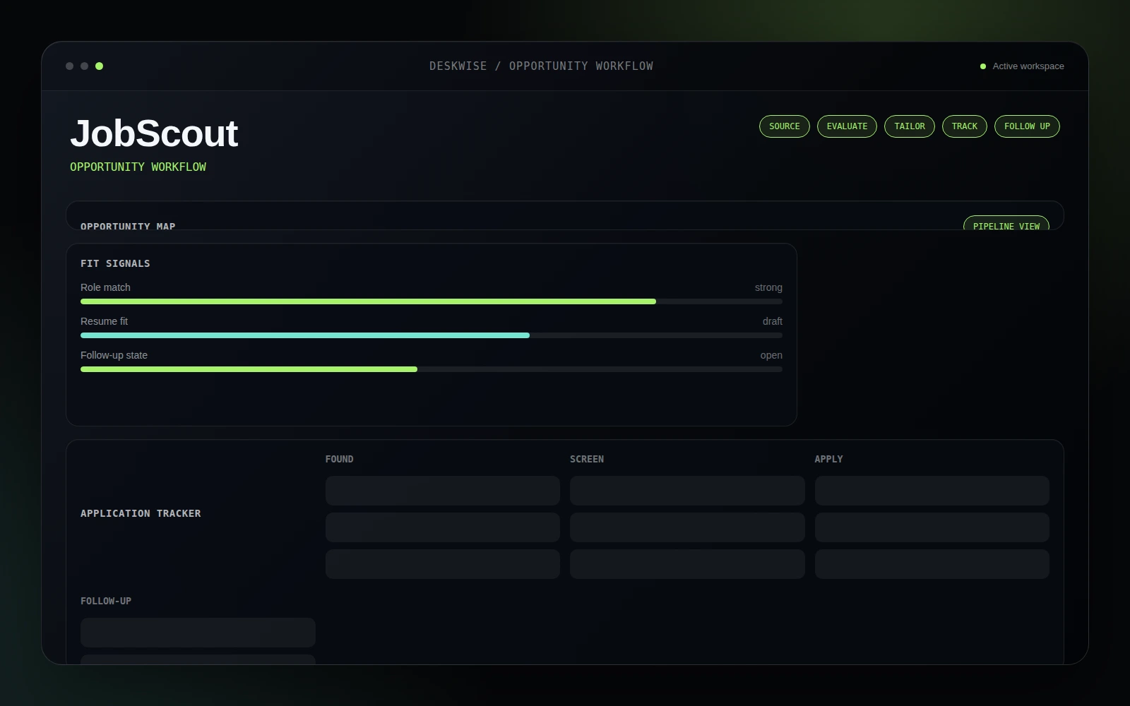JobScout interface example